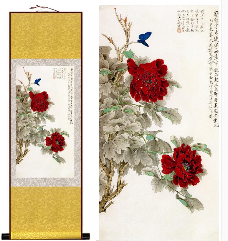 Chinese Art Scroll Painting Animal Birds Butterfly And Flower Ancient Silk Picture Wall Ideas 13554-Chinese Style Finds™