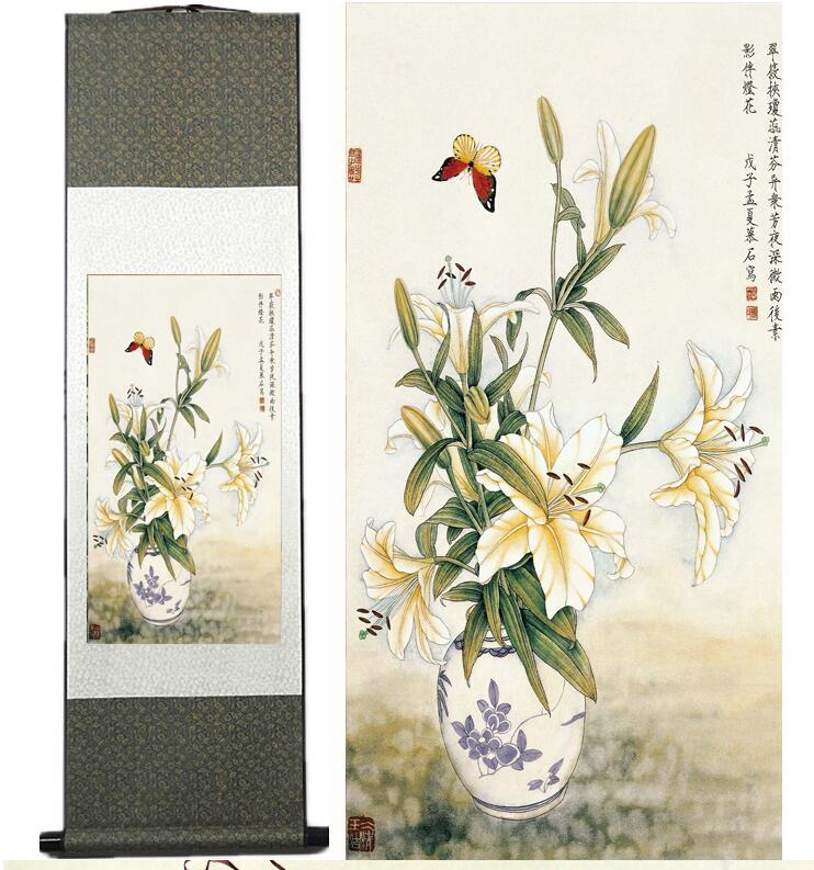 Chinese Art Scroll Painting Animal Birds Butterfly And Flower Ancient Silk Picture Wall Ideas 13558-Chinese Style Finds™