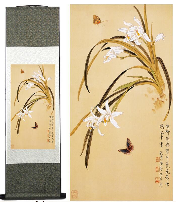 Chinese Art Scroll Painting Animal Birds Butterfly And Flower Ancient Silk Picture Wall Ideas 13590-Chinese Style Finds™