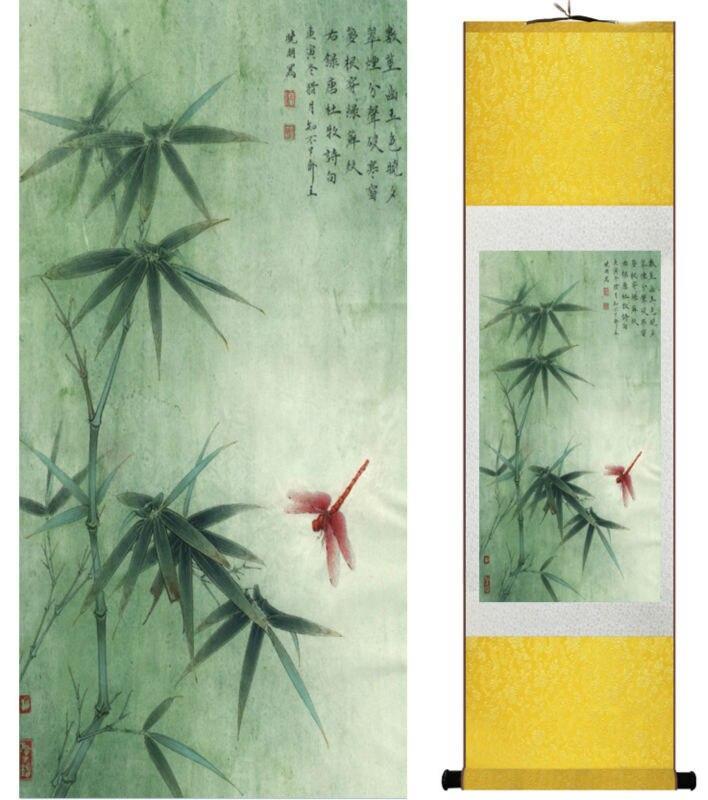 Chinese Art Scroll Painting Bamboo Ancient Silk Picture Wall Ideas 13986-Chinese Style Finds™