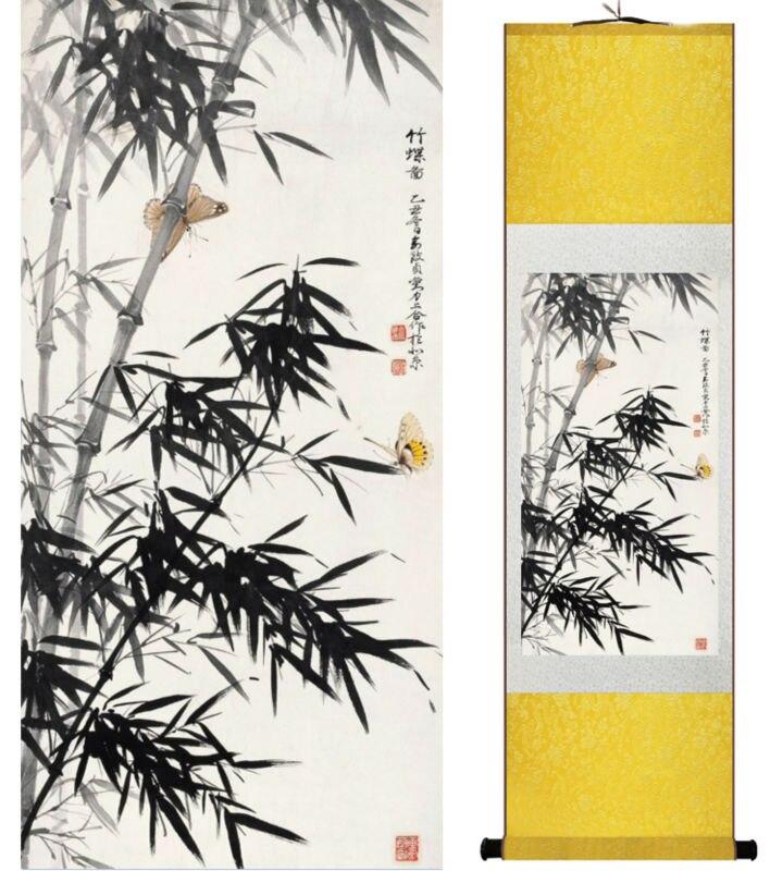 Chinese Art Scroll Painting Bamboo Ancient Silk Picture Wall Ideas 14198-Chinese Style Finds™