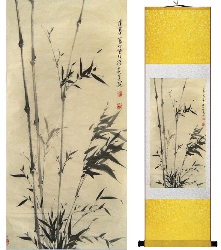 Chinese Art Scroll Painting Bamboo Ancient Silk Picture Wall Ideas 14566-Chinese Style Finds™