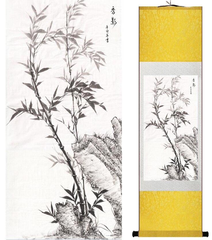 Chinese Art Scroll Painting Bamboo Ancient Silk Picture Wall Ideas 14574-Chinese Style Finds™