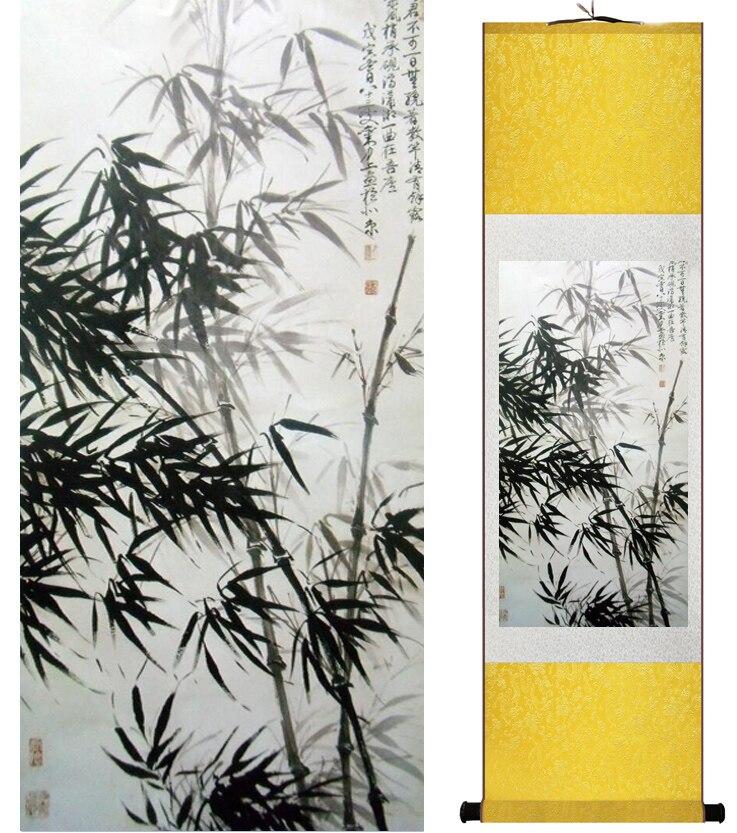 Chinese Art Scroll Painting Bamboo Ancient Silk Picture Wall Ideas 14582-Chinese Style Finds™