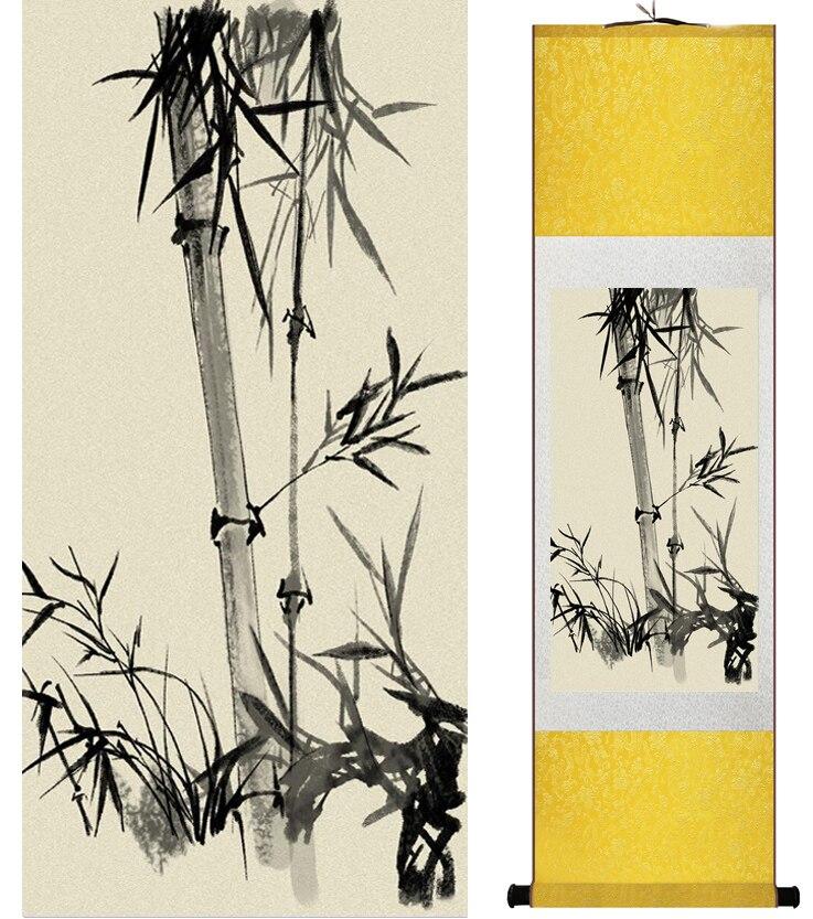 Chinese Art Scroll Painting Bamboo Ancient Silk Picture Wall Ideas 14586-Chinese Style Finds™