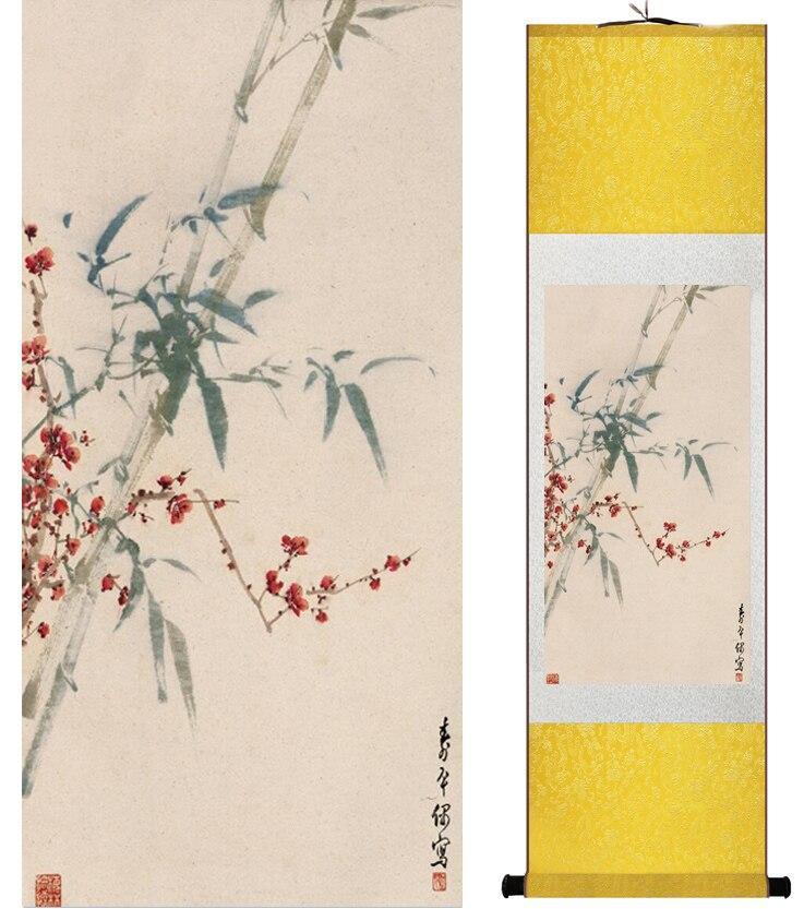 Chinese Art Scroll Painting Bamboo Ancient Silk Picture Wall Ideas 14598-Chinese Style Finds™