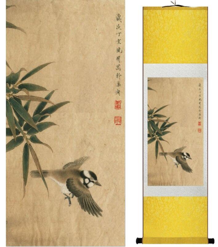 Chinese Art Scroll Painting Bamboo Kinger Ancient Silk Picture Wall Ideas 13734-Chinese Style Finds™