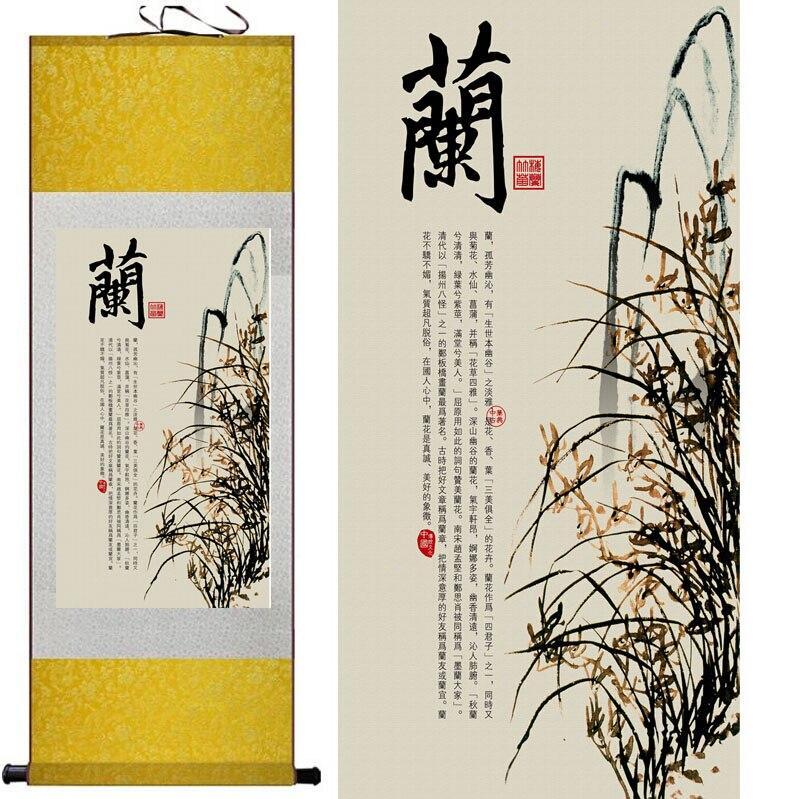 Chinese Art Scroll Painting Calligraphys And Flower Ancient Silk Picture Wall Ideas 10940-Chinese Style Finds™