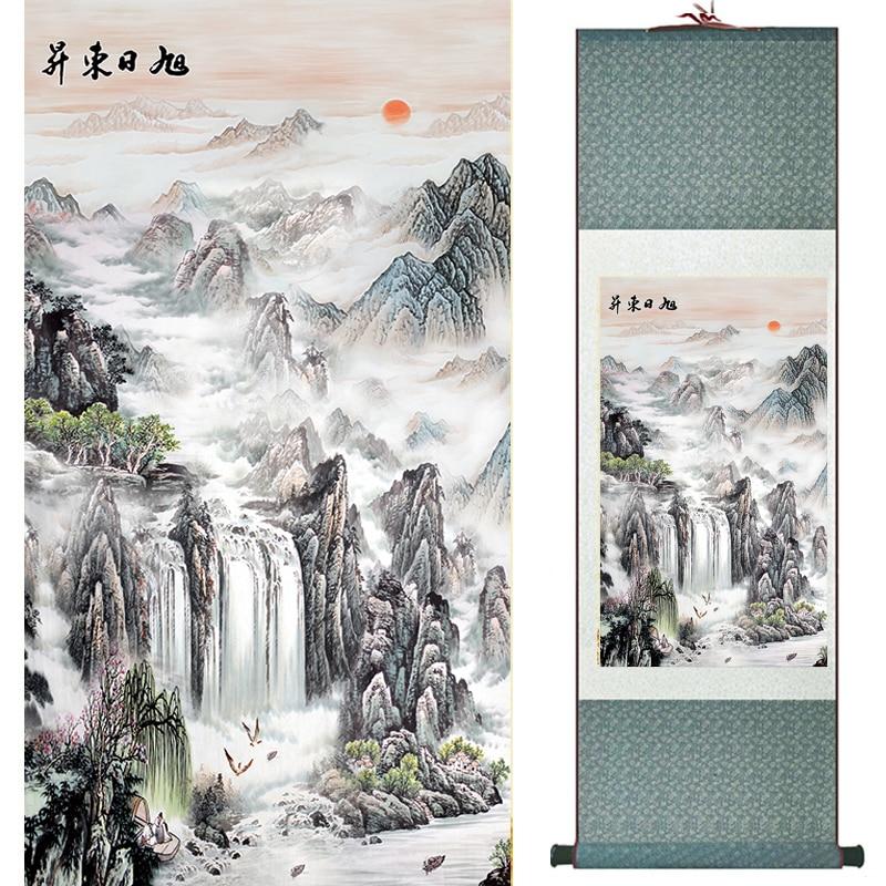 Chinese Art Scroll Painting Crane And Great Wall Landscape Ancient Silk Picture Wall Ideas 18472-Chinese Style Finds™