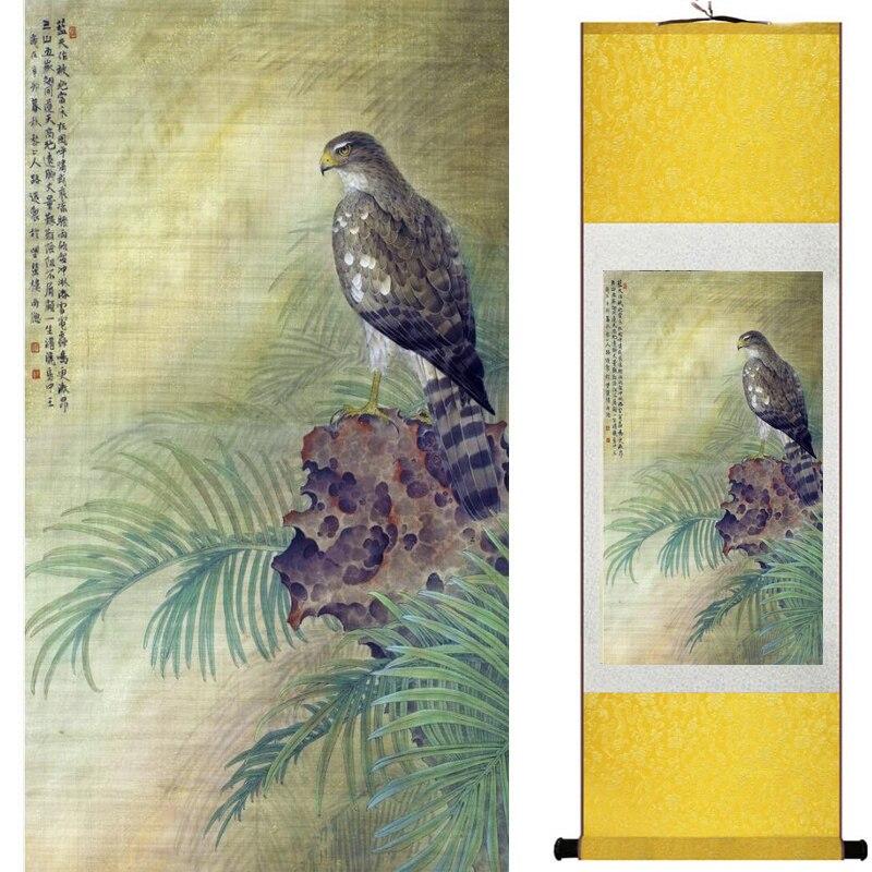 Chinese Art Scroll Painting Eagle Ancient Silk Picture Wall Ideas 19226-Chinese Style Finds™