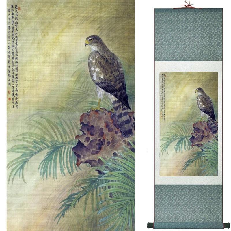 Chinese Art Scroll Painting Eagle Ancient Silk Picture Wall Ideas 19226-Chinese Style Finds™