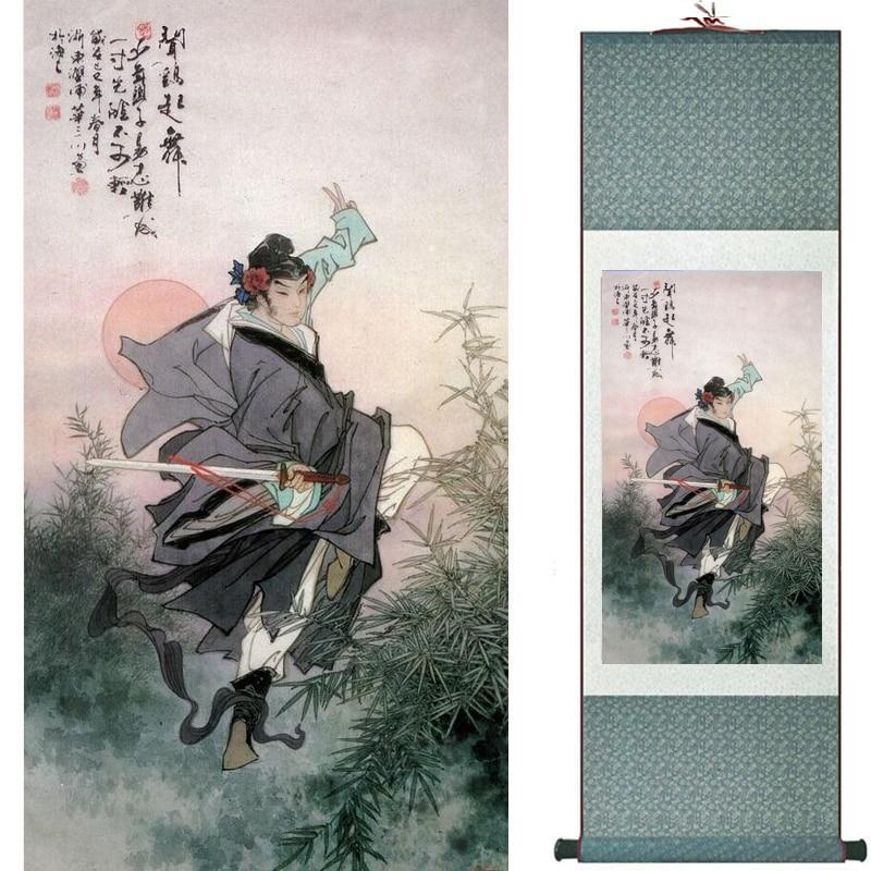 Chinese Art Scroll Painting Fairy Beautiful Women Ancient Silk Picture Wall Ideas 20150-Chinese Style Finds™