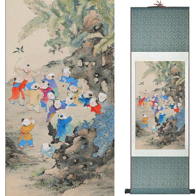 Chinese Art Scroll Painting Figure Ancient Silk Picture Wall Ideas 10088-Chinese Style Finds™