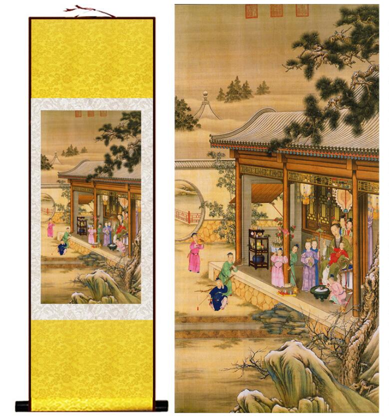 Chinese Art Scroll Painting Figure Ancient Silk Picture Wall Ideas 13294-Chinese Style Finds™