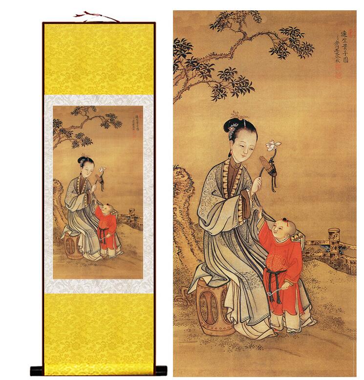 Chinese Art Scroll Painting Figure Ancient Silk Picture Wall Ideas 13642-Chinese Style Finds™