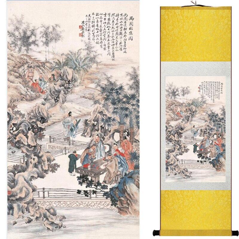 Chinese Art Scroll Painting Figure Ancient Silk Picture Wall Ideas 16562-Chinese Style Finds™