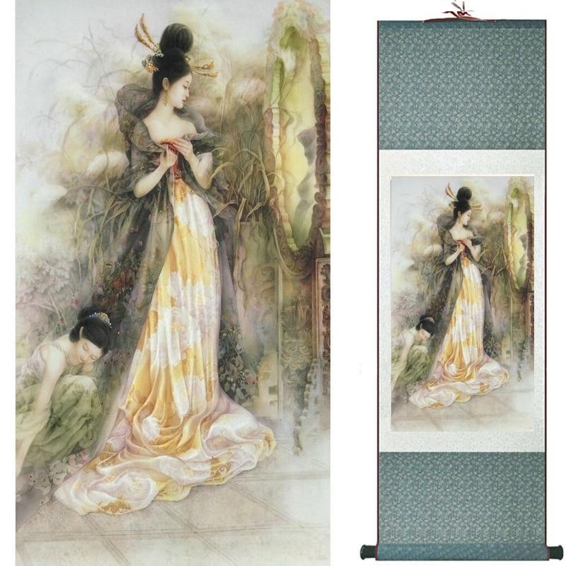 Chinese Art Scroll Painting Figure Ancient Silk Picture Wall Ideas 19778-Chinese Style Finds™