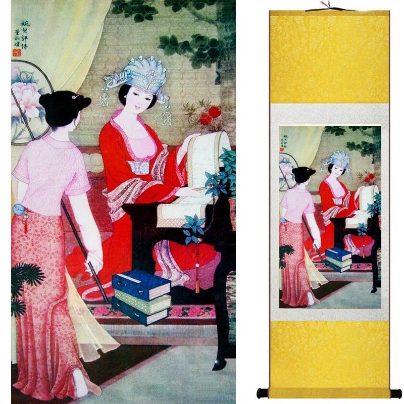 Chinese Art Scroll Painting Figure Ancient Silk Picture Wall Ideas 19782-Chinese Style Finds™