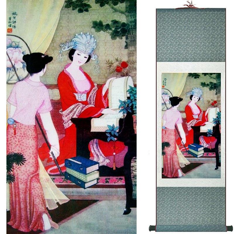 Chinese Art Scroll Painting Figure Ancient Silk Picture Wall Ideas 19782-Chinese Style Finds™