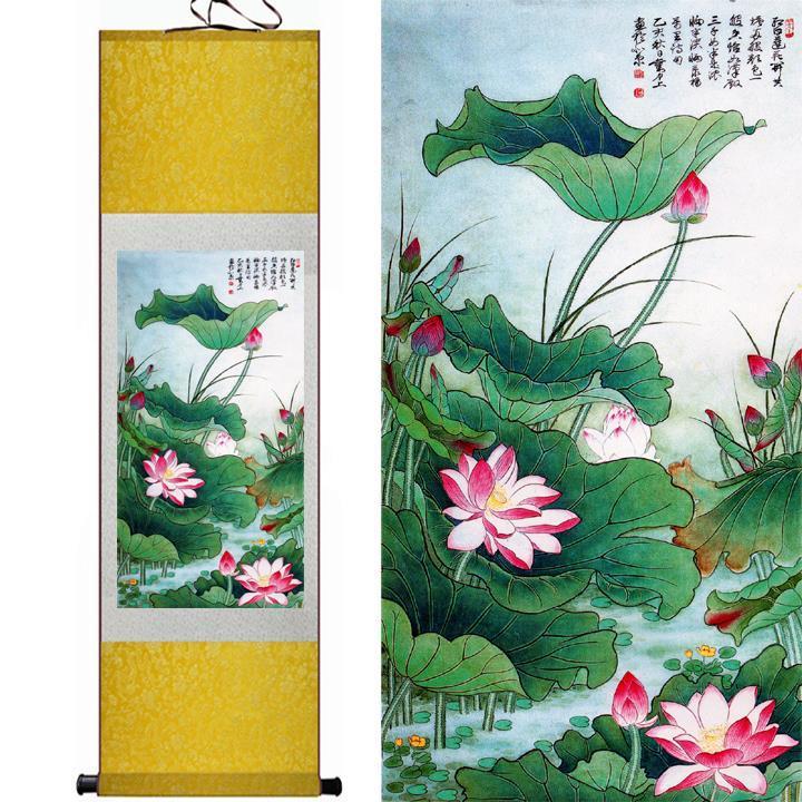 Chinese Art Scroll Painting Flower Ancient Silk Picture Wall Ideas 10370-Chinese Style Finds™