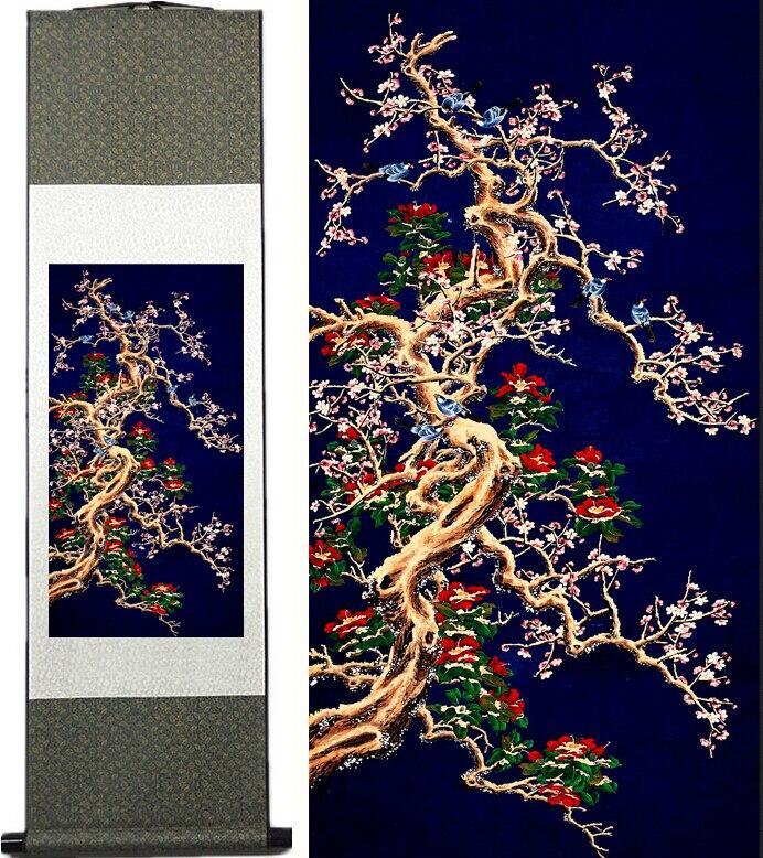 Chinese Art Scroll Painting Flower Ancient Silk Picture Wall Ideas 10952-Chinese Style Finds™