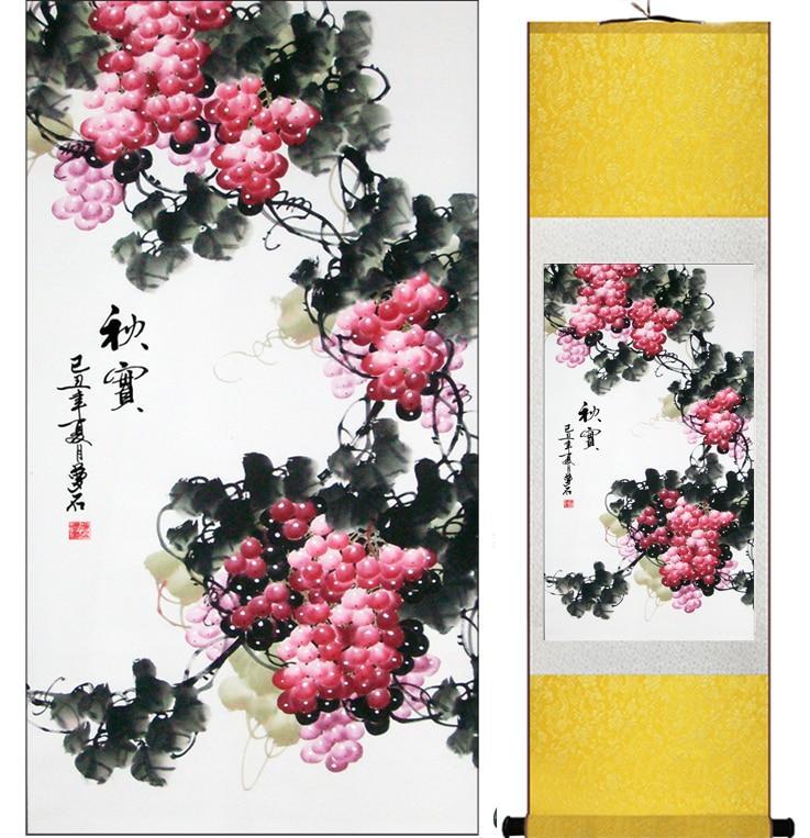 Chinese Art Scroll Painting Flower Ancient Silk Picture Wall Ideas 11810-Chinese Style Finds™