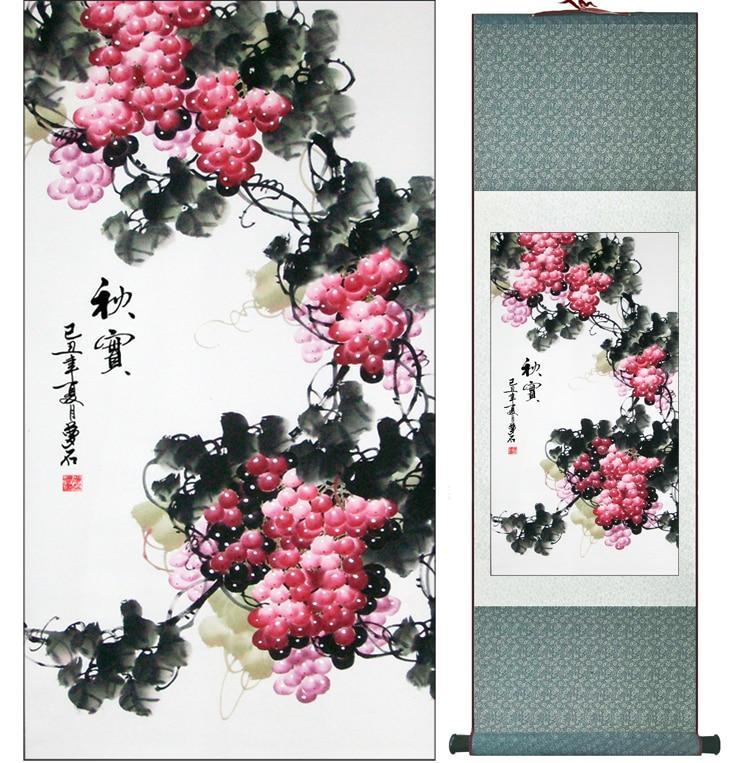 Chinese Art Scroll Painting Flower Ancient Silk Picture Wall Ideas 11810-Chinese Style Finds™