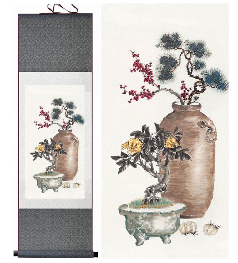 Chinese Art Scroll Painting Flower Ancient Silk Picture Wall Ideas 12786-Chinese Style Finds™