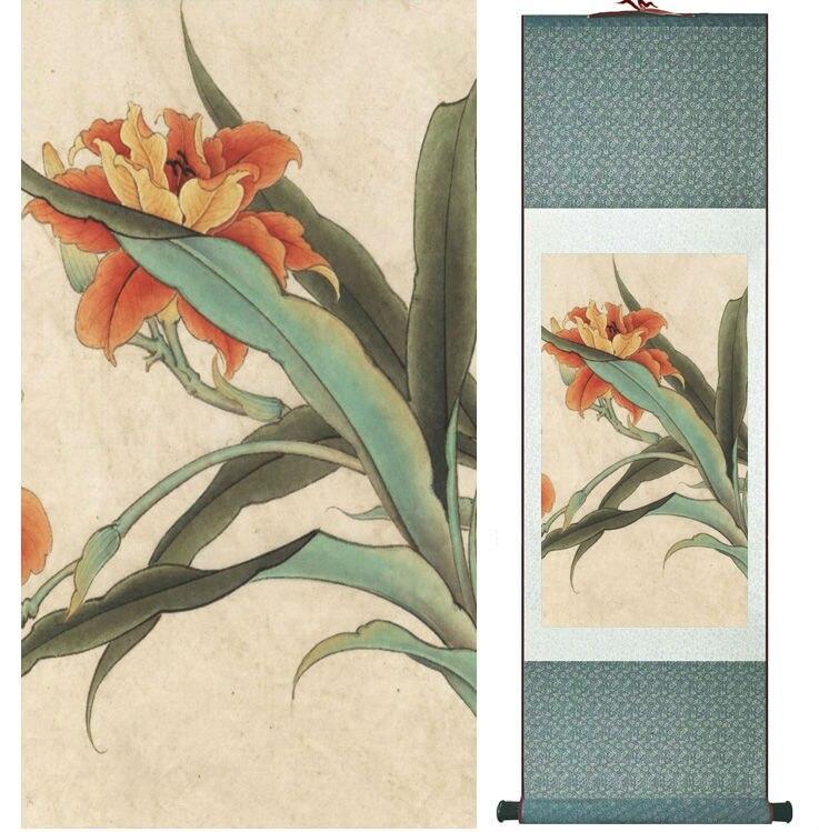 Chinese Art Scroll Painting Flower Ancient Silk Picture Wall Ideas 13838-Chinese Style Finds™