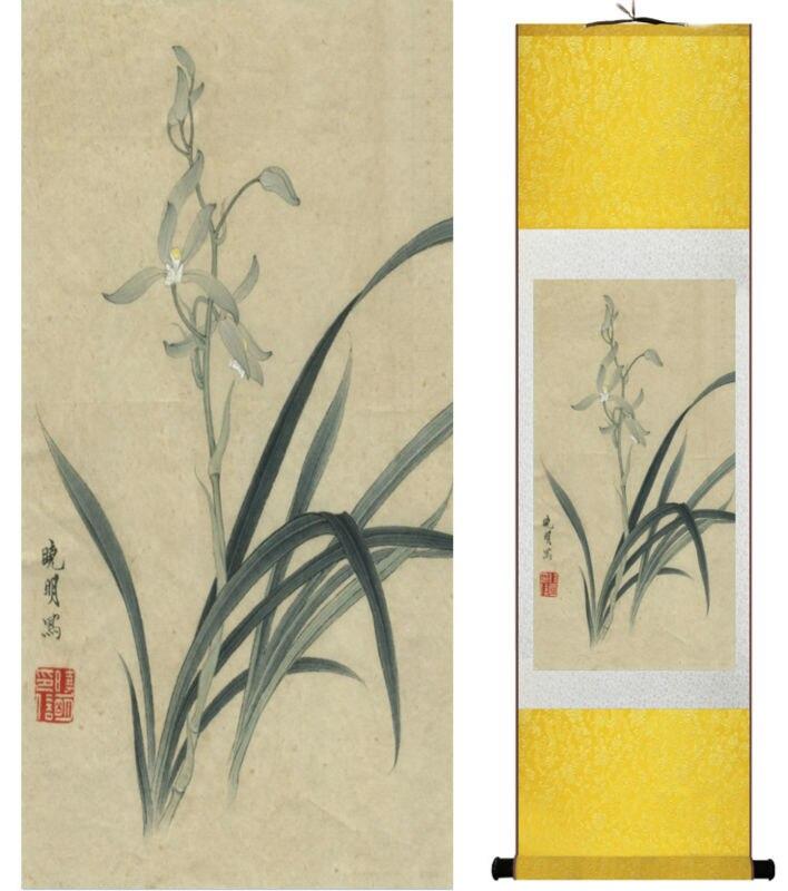 Chinese Art Scroll Painting Flower Ancient Silk Picture Wall Ideas 14010-Chinese Style Finds™