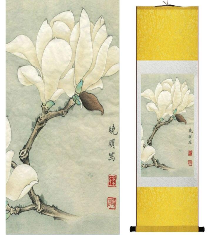 Chinese Art Scroll Painting Flower Ancient Silk Picture Wall Ideas 14014-Chinese Style Finds™