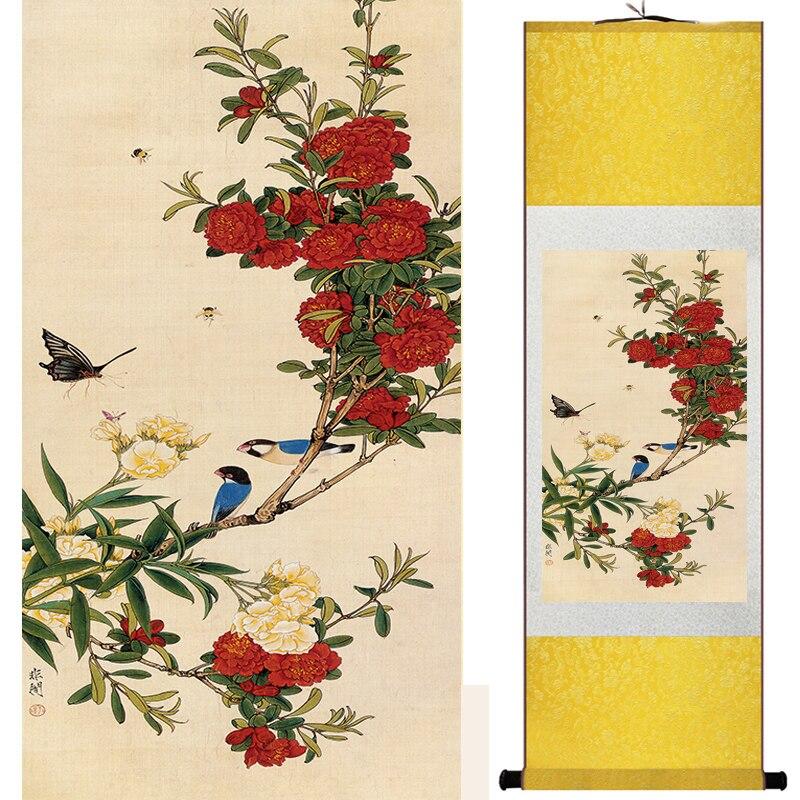 Chinese Art Scroll Painting Flower Ancient Silk Picture Wall Ideas 18496-Chinese Style Finds™