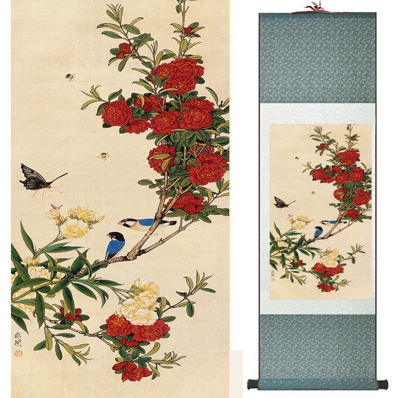 Chinese Art Scroll Painting Flower Ancient Silk Picture Wall Ideas 18496-Chinese Style Finds™