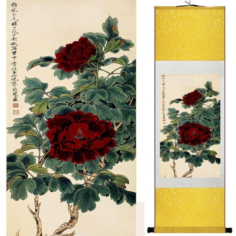 Chinese Art Scroll Painting Flower Ancient Silk Picture Wall Ideas 18512-Chinese Style Finds™