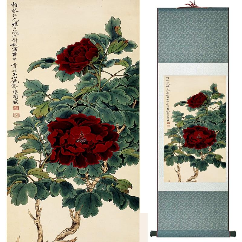 Chinese Art Scroll Painting Flower Ancient Silk Picture Wall Ideas 18512-Chinese Style Finds™