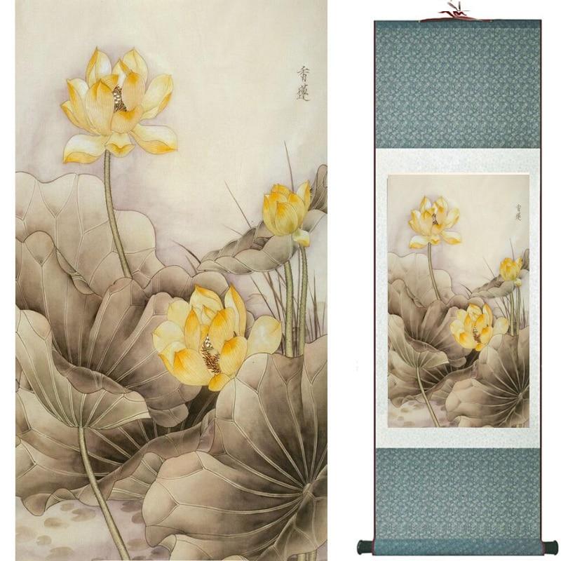 Chinese Art Scroll Painting Flower Ancient Silk Picture Wall Ideas 20422-Chinese Style Finds™