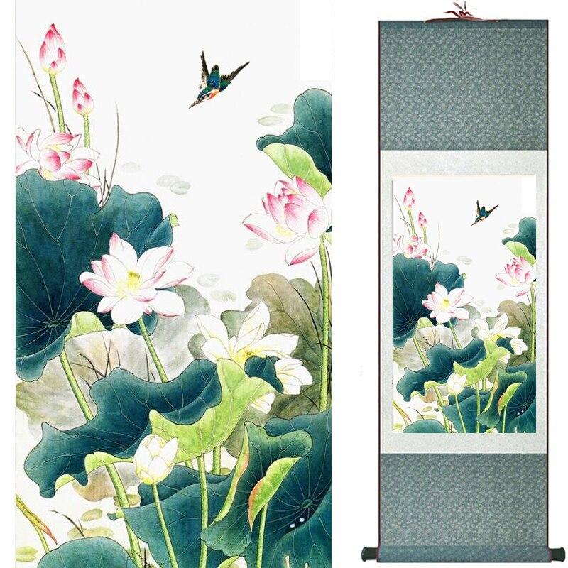 Chinese Art Scroll Painting Flower Ancient Silk Picture Wall Ideas 20430-Chinese Style Finds™