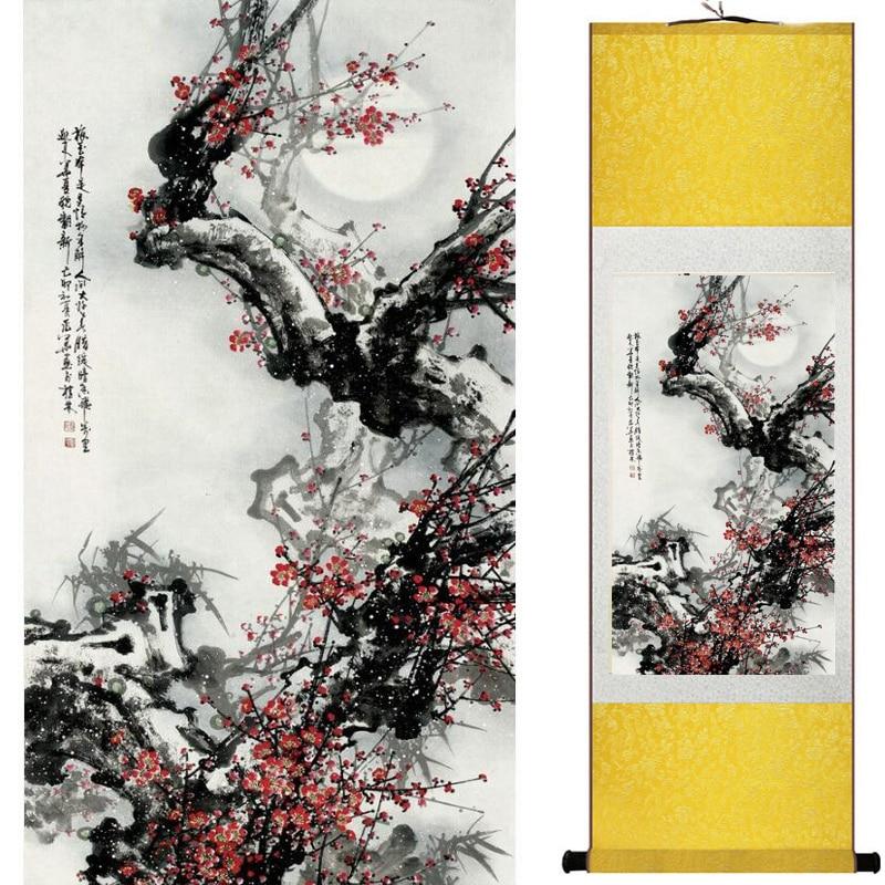 Chinese Art Scroll Painting Flower Ancient Silk Picture Wall Ideas 20794-Chinese Style Finds™