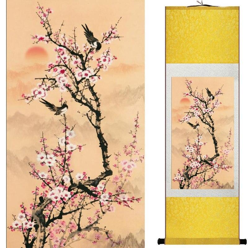 Chinese Art Scroll Painting Flower And Bird Ancient Silk Picture Wall Ideas 13306-Chinese Style Finds™