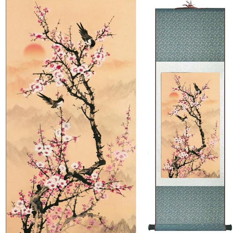 Chinese Art Scroll Painting Flower And Bird Ancient Silk Picture Wall Ideas 13306-Chinese Style Finds™