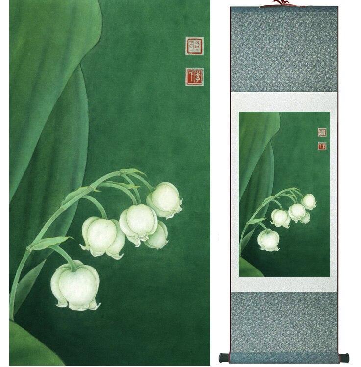 Chinese Art Scroll Painting Flowers Ancient Silk Picture Wall Ideas 13978-Chinese Style Finds™