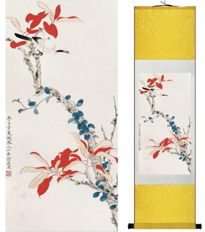 Chinese Art Scroll Painting Flowers Ancient Silk Picture Wall Ideas 14210-Chinese Style Finds™