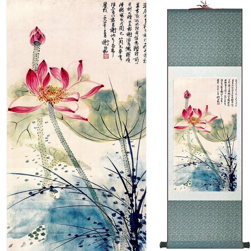 Chinese Art Scroll Painting Flowers Ancient Silk Picture Wall Ideas 18074-Chinese Style Finds™