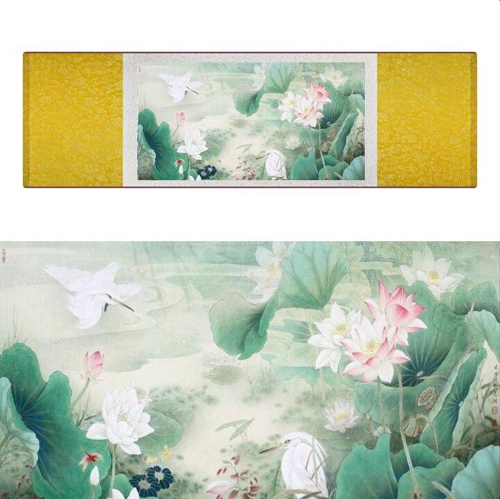 Chinese Art Scroll Painting Flowers Ancient Silk Picture Wall Ideas 19958-Chinese Style Finds™