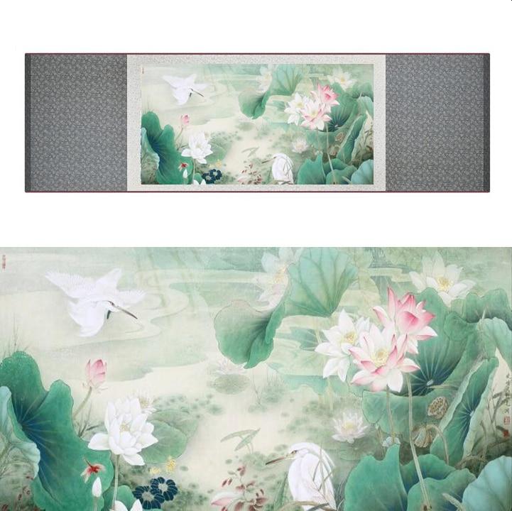 Chinese Art Scroll Painting Flowers Ancient Silk Picture Wall Ideas 19958-Chinese Style Finds™