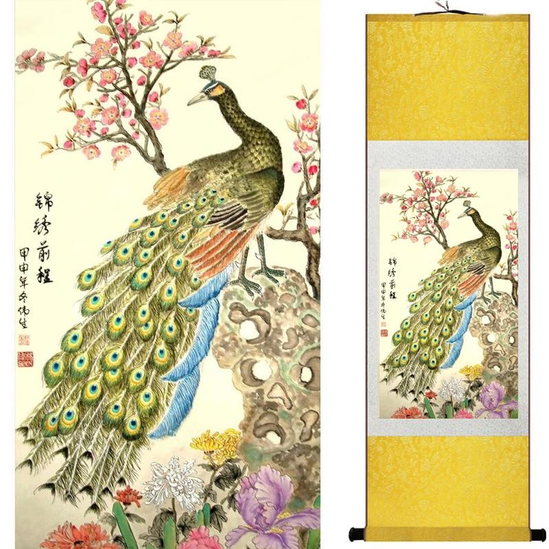 Chinese Art Scroll Painting Flowers Ancient Silk Picture Wall Ideas 20258-Chinese Style Finds™