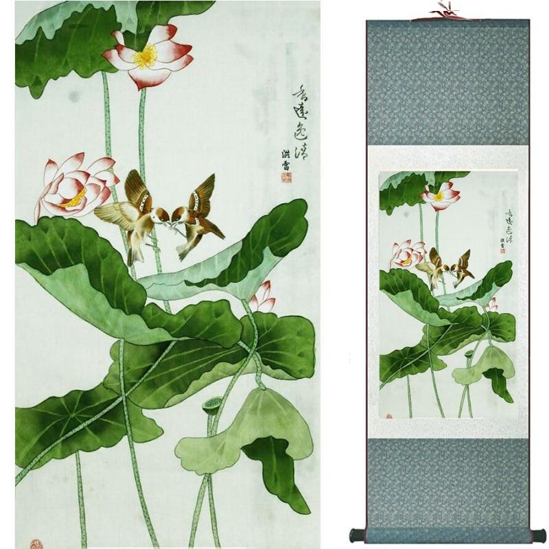 Chinese Art Scroll Painting Flowers Ancient Silk Picture Wall Ideas 20414-Chinese Style Finds™