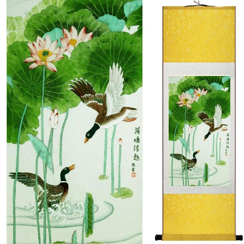 Chinese Art Scroll Painting Flowers Ancient Silk Picture Wall Ideas 20418-Chinese Style Finds™