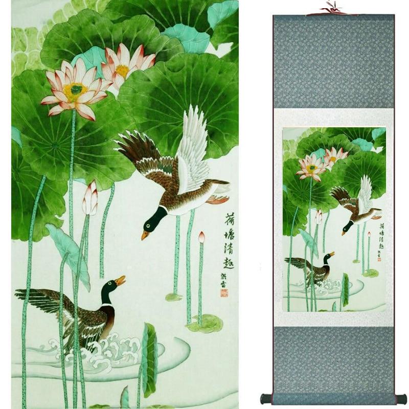 Chinese Art Scroll Painting Flowers Ancient Silk Picture Wall Ideas 20418-Chinese Style Finds™