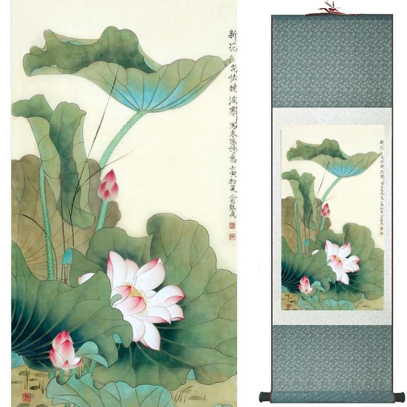 Chinese Art Scroll Painting Flowers Ancient Silk Picture Wall Ideas 20438-Chinese Style Finds™